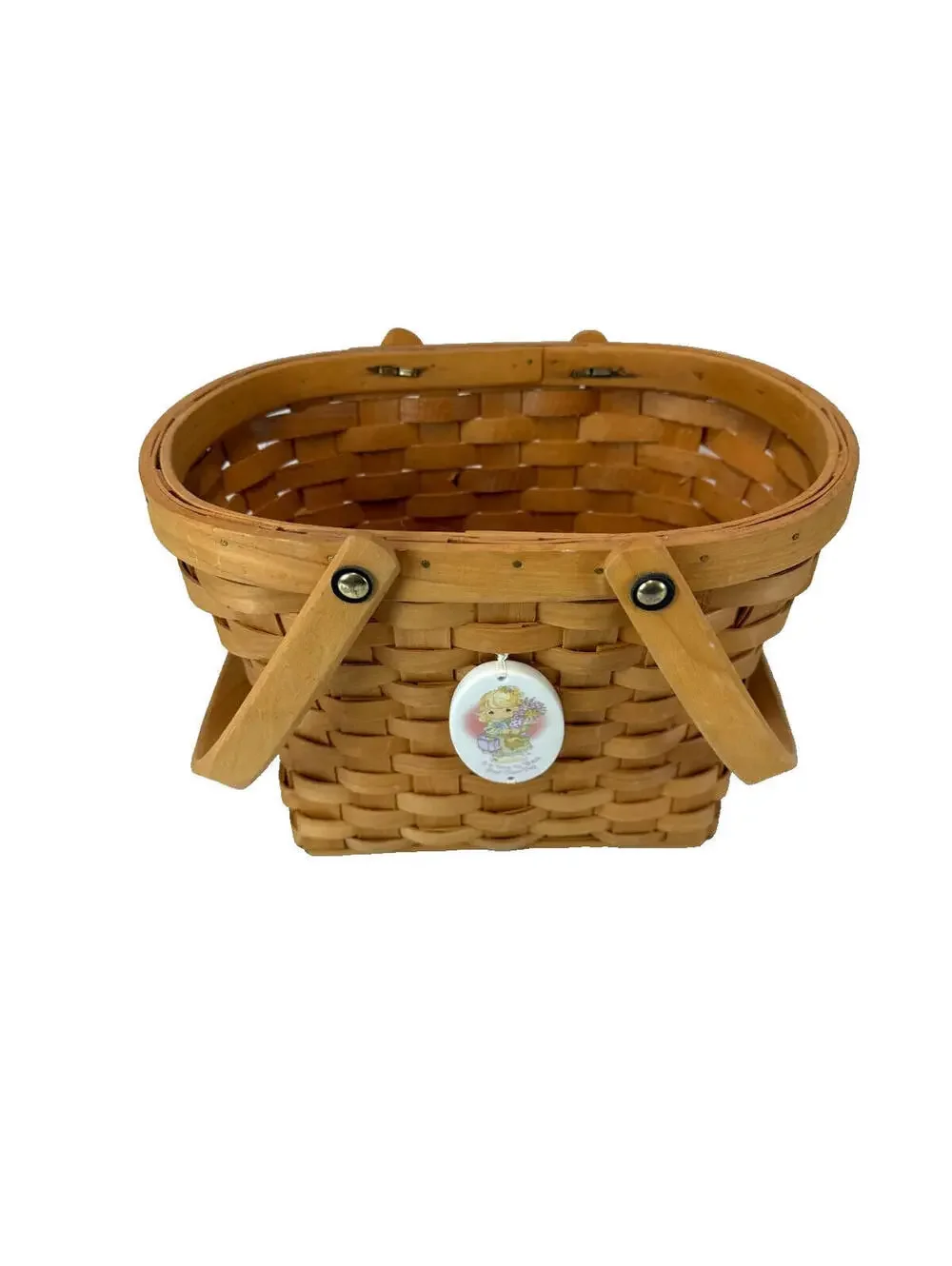 2002 Vintage Precious Moments Membership Basket w/Porcelain Tie-On 11